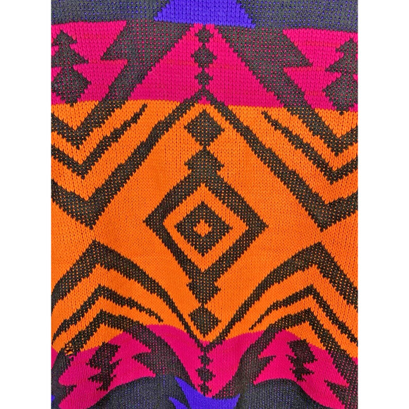 Vintage Liberty Knits One Size Vibrant Multicolor Geometric Sweater 80s USA Made - Picture 7 of 15